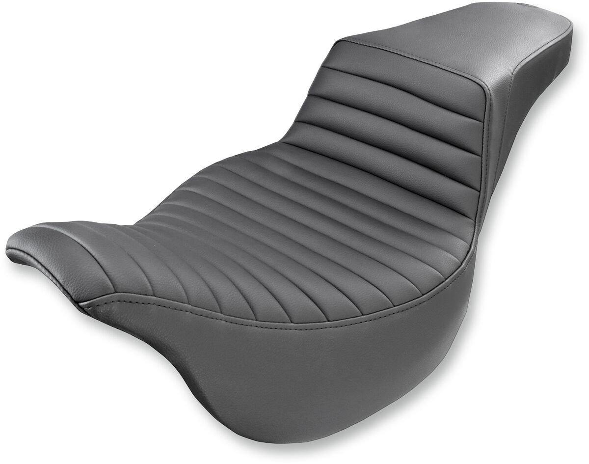 Saddlemen 2-Up Seat Step Up Tr Front|Rear Vinyl Plain Black Seat Step