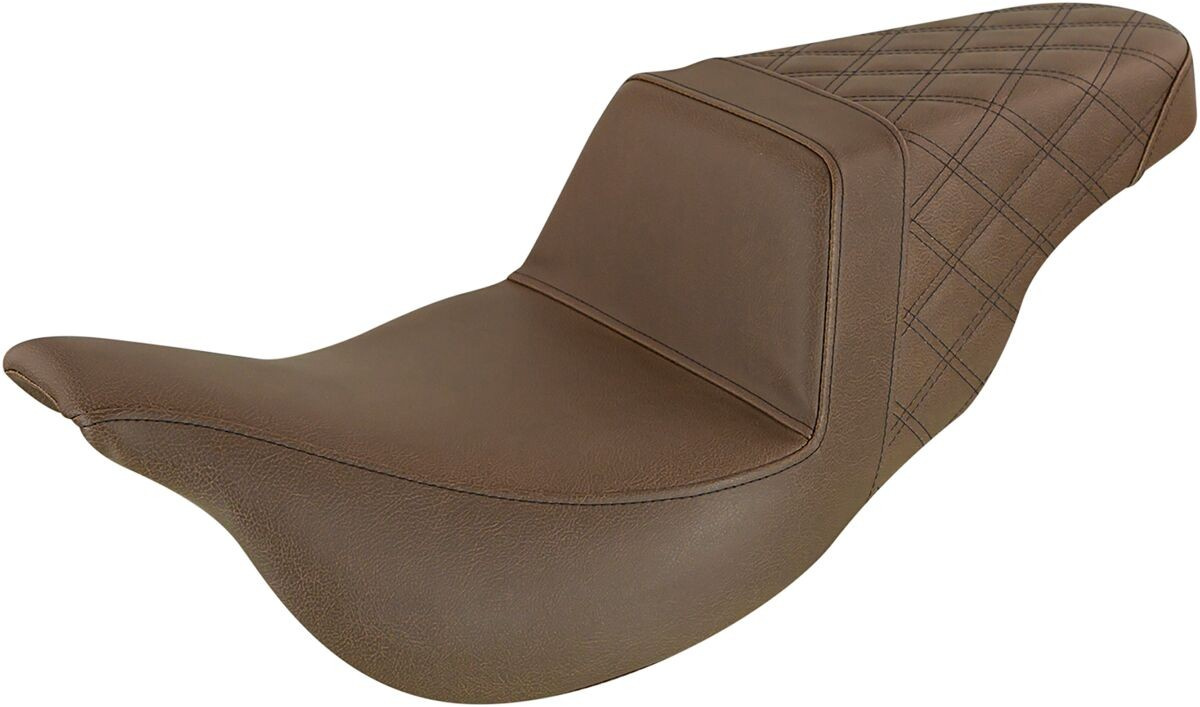 Saddlemen Step Up Seat - Rear Lattice Stitched - Brown - Flh Seat Step