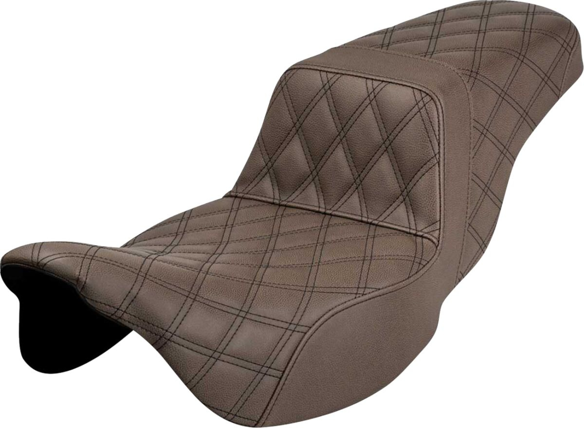Saddlemen Step Up Seat - Lattice Stitched - Brown -  Flh Seat Step Up