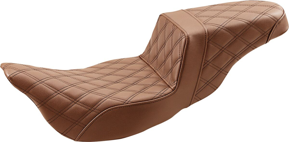 Saddlemen Step Up Seat - Lattice Stitched - Brown -  Flh Seat Step Up