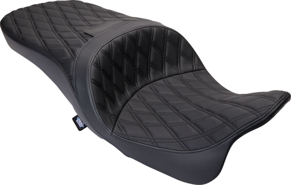Drag Specialties Seats Seat Freedom Vinyl Double Diamond Black Stitch