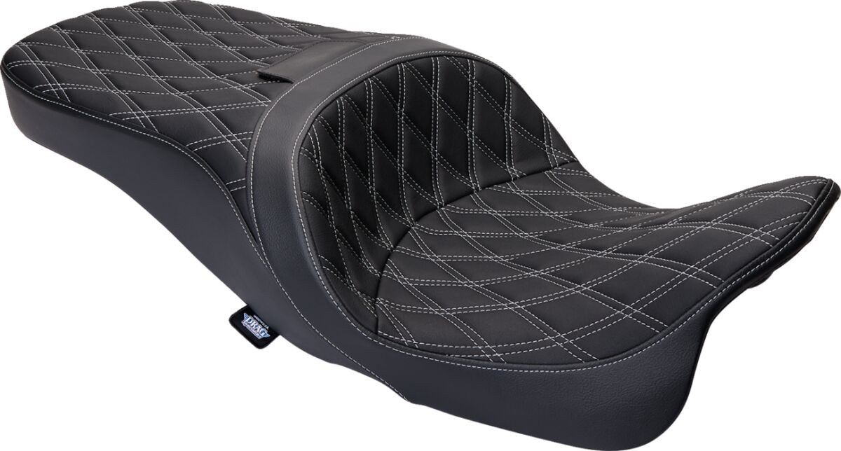 Drag Specialties Seats Seat Freedom Vinyl Double Diamond Silver Stitch