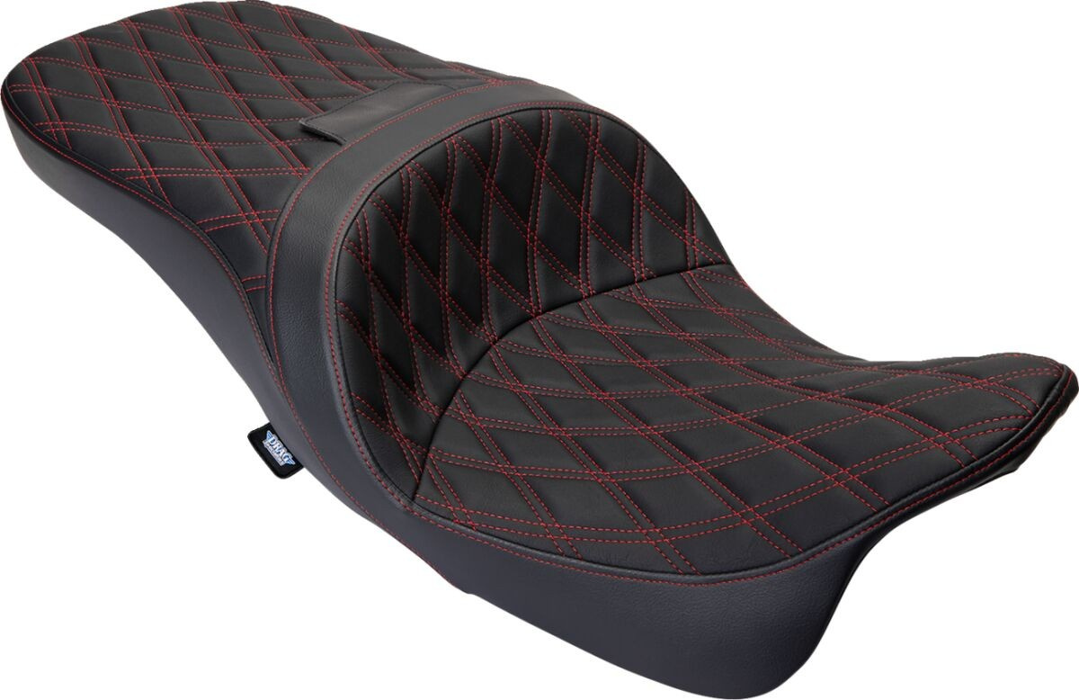 Drag Specialties Seats Seat Freedom Vinyl Double Diamond Red Stitch Fl