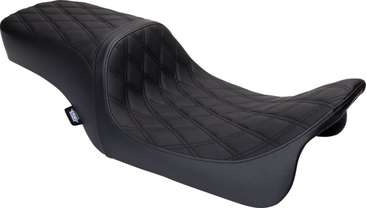 Drag Specialties Seats Seat Predator 2-Up Vinyl Dbl Diamond Blk Stitch