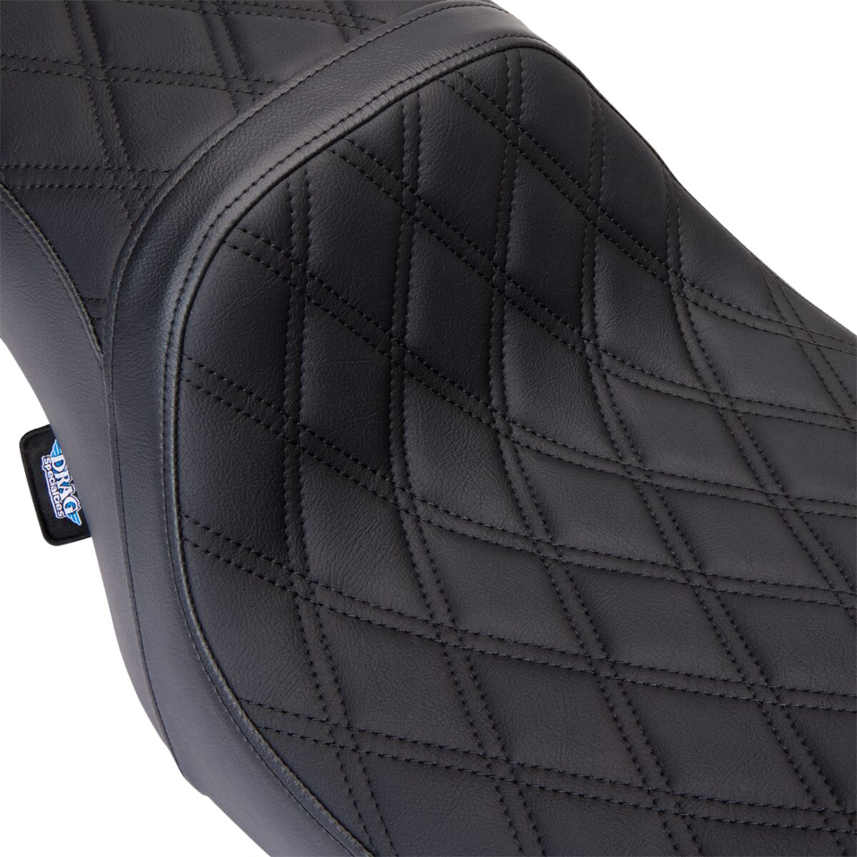 Drag Specialties Seats Seat Predator 2-Up Vinyl Dbl Diamond Blk Stitch