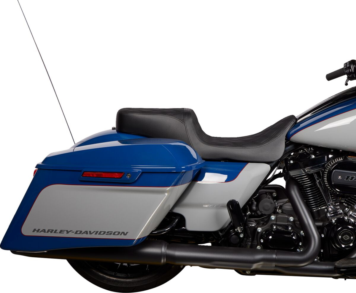 Drag Specialties Seats Seat Predator 2-Up Vinyl Dbl Diamond Blk Stitch