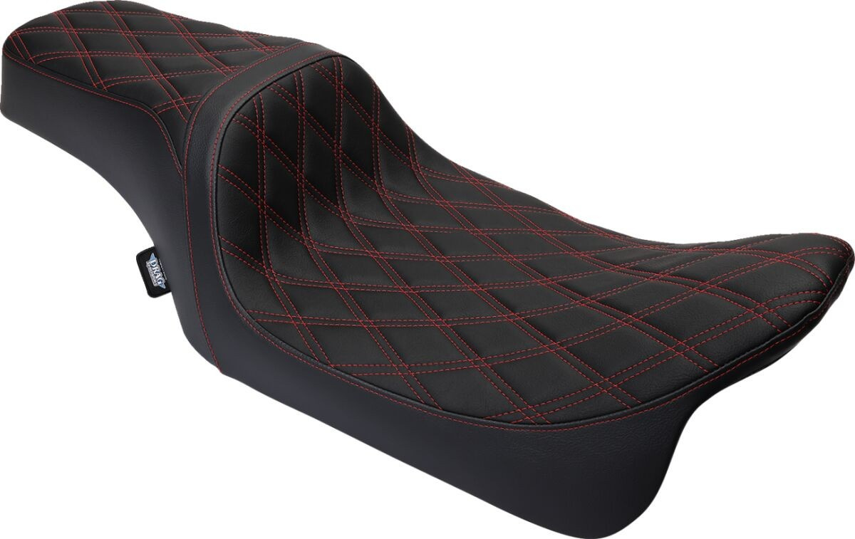 Drag Specialties Seats Seat Predator 1-Up Vinyl Double Diamond Red Flh