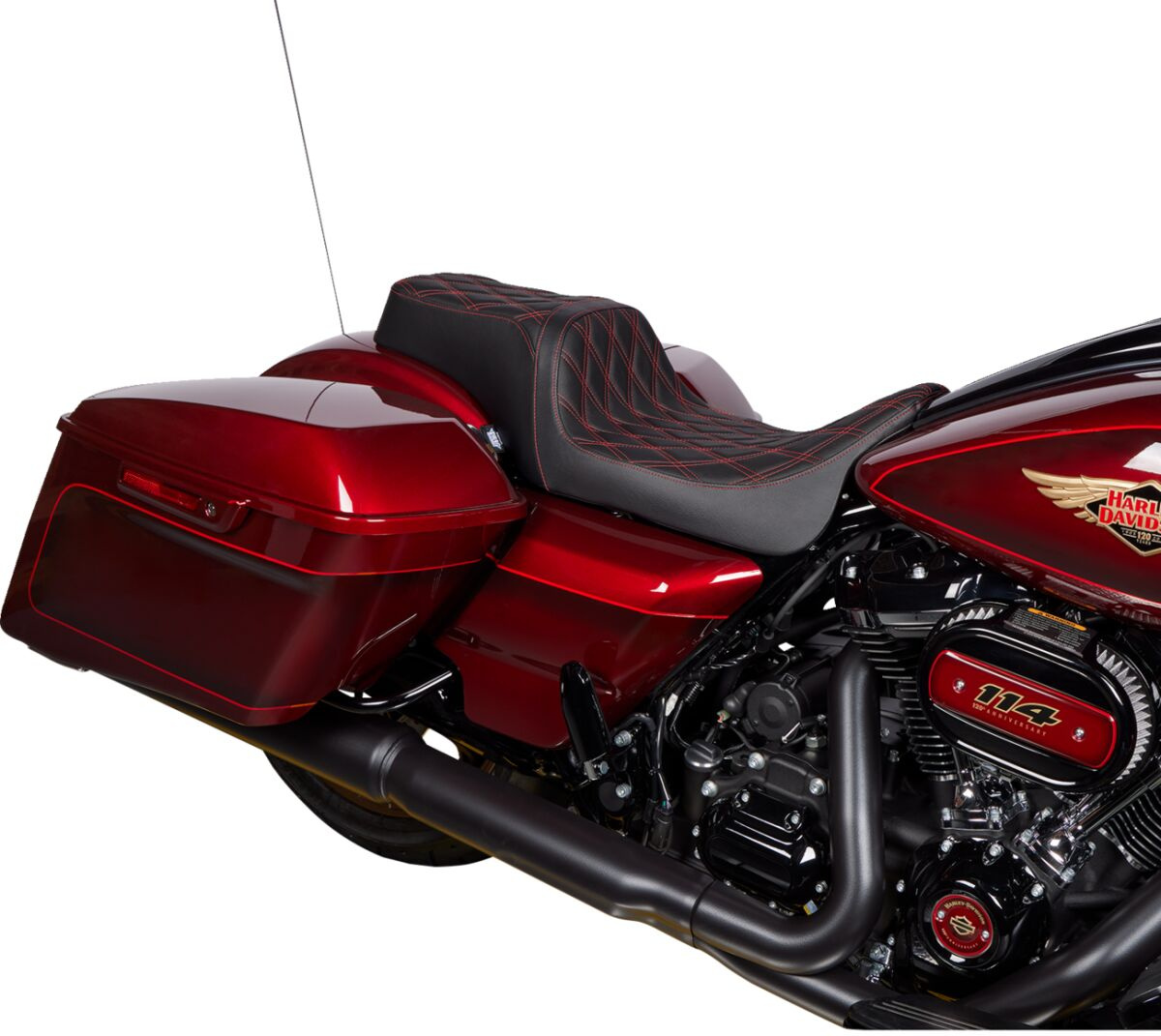 Drag Specialties Seats Seat Predator 1-Up Vinyl Double Diamond Red Flh