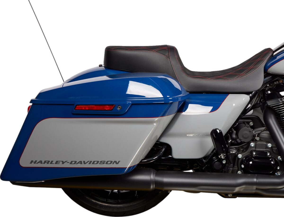 Drag Specialties Seats Seat Predator 2-Up Vinyl Dbl Diamond Red Stitch