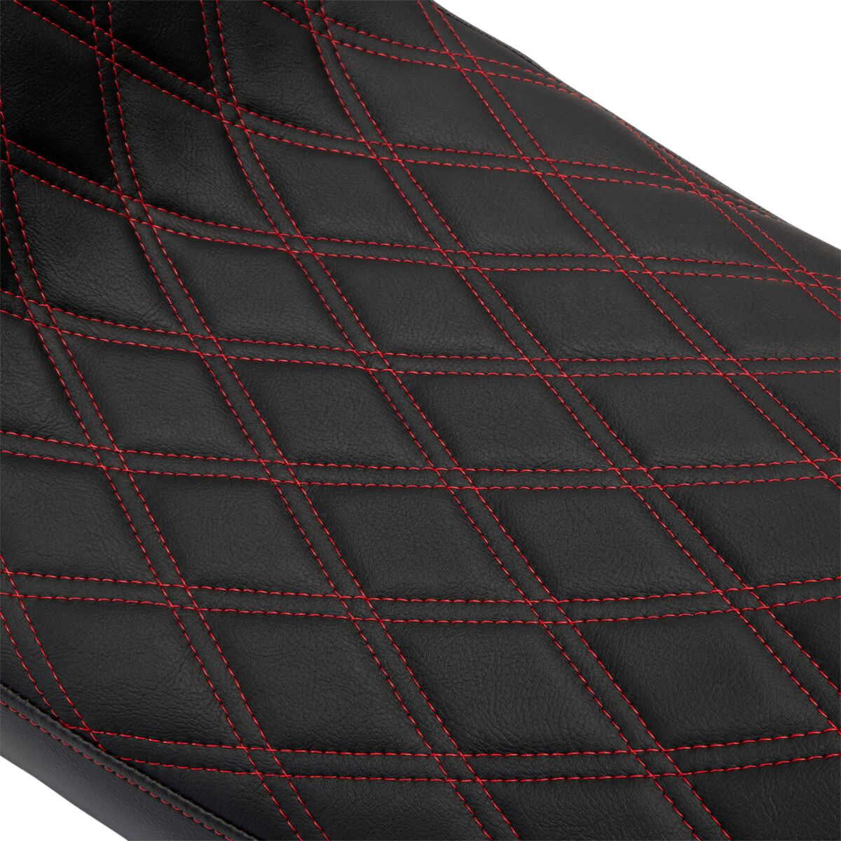 Drag Specialties Seats Seat Predator 2-Up Vinyl Dbl Diamond Red Stitch