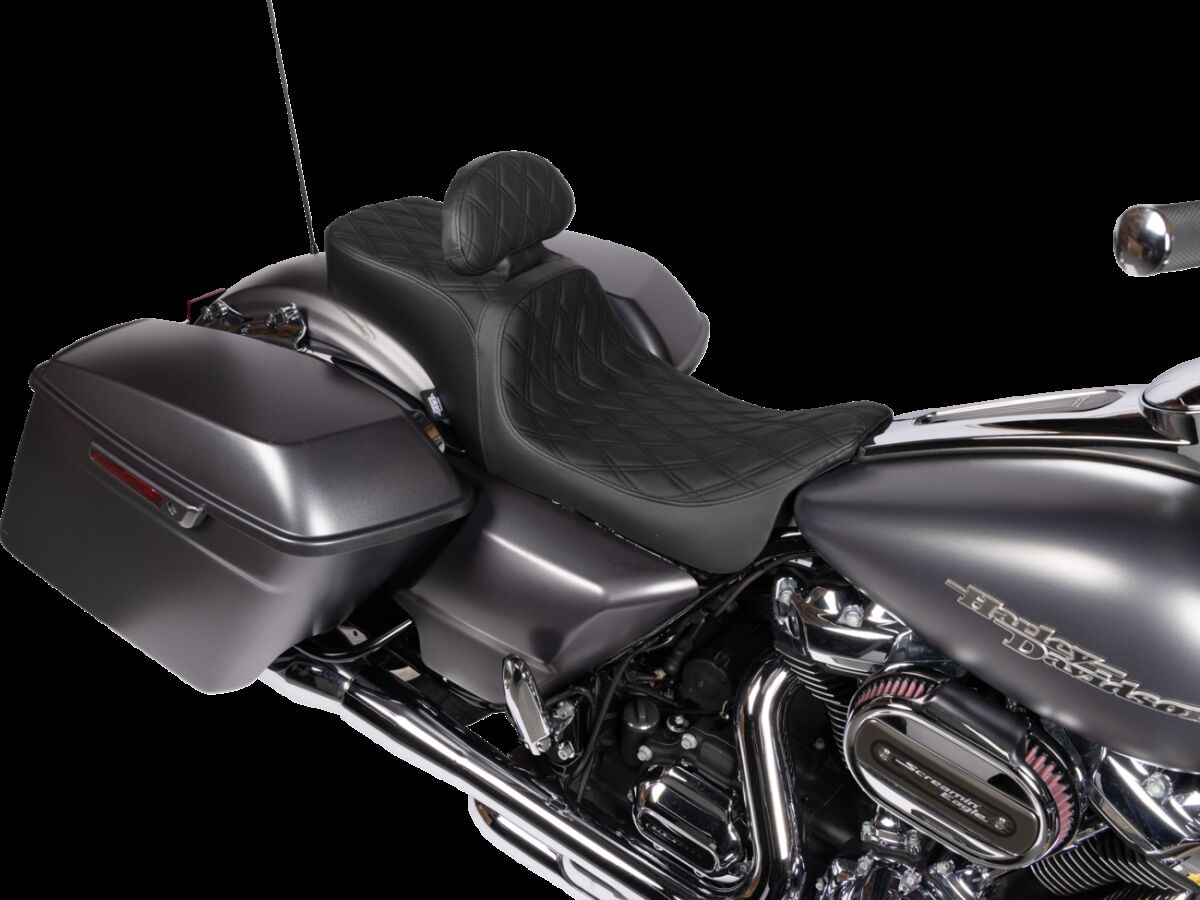 Drag Specialties Seats Seat Predator 2Up W/Backrest Option Blk Dd Viny