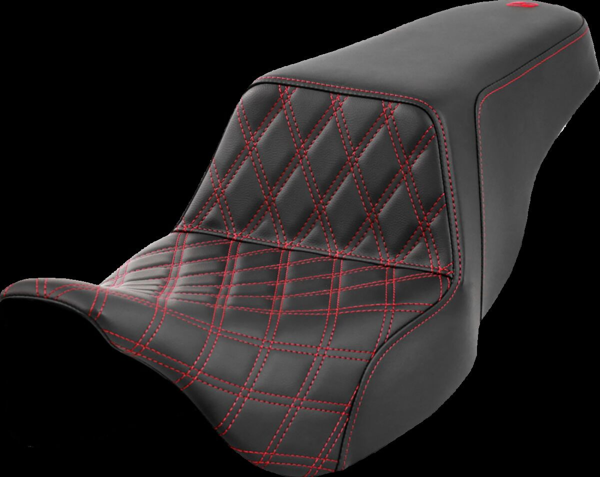 Saddlemen Step-Up Seat - Front Lattice Stitch - Red Stitch Seat Step U