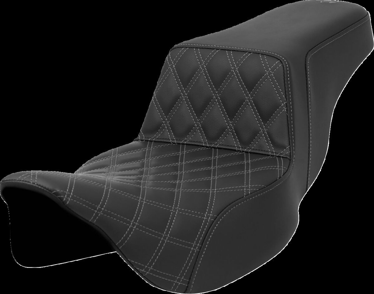 Saddlemen Step-Up Seat - Front Lattice Stitch - Gray Stitch - Extended