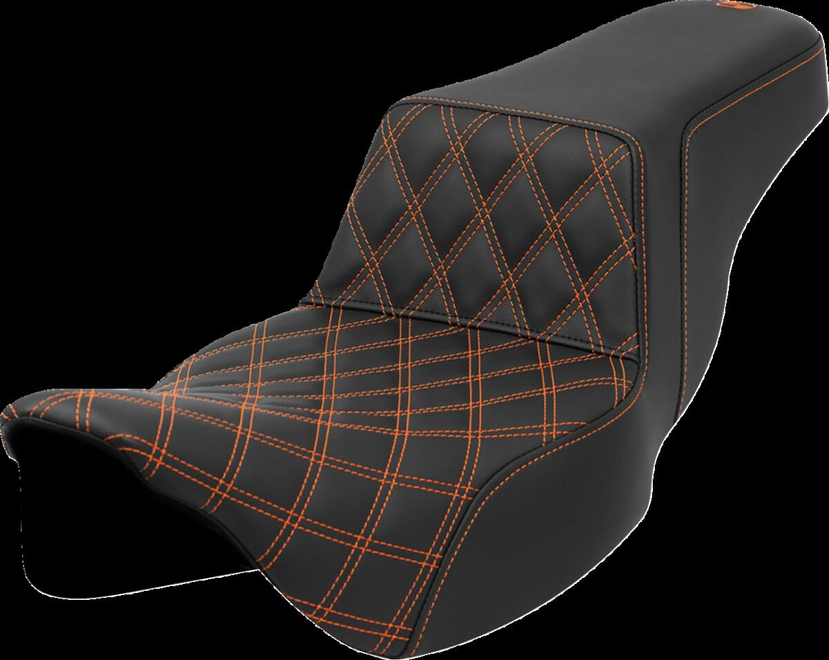 Saddlemen Step-Up Seat - Front Lattice Stitch - Orange Stitch - Extend
