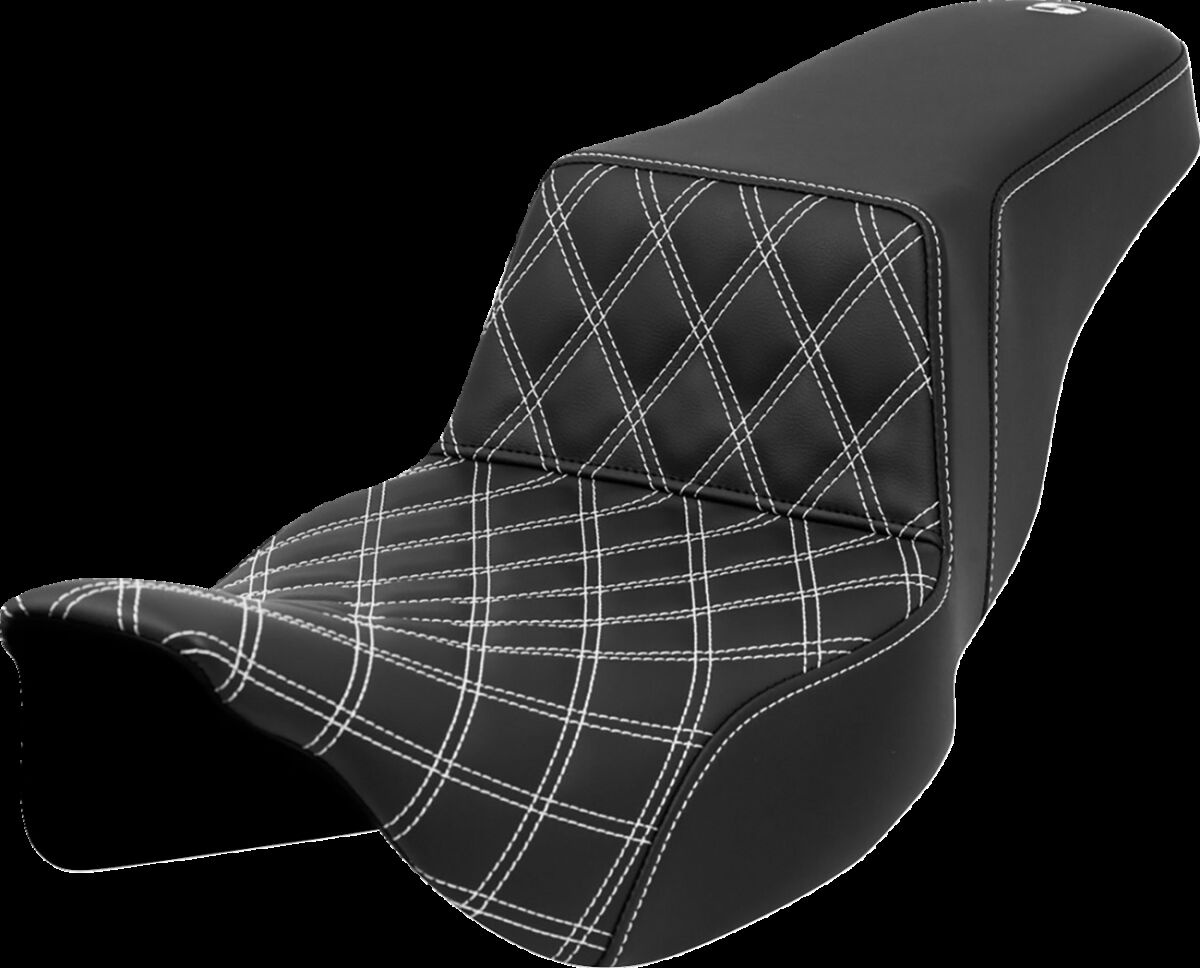 Saddlemen Step-Up Seat - Front Lattice Stitch - White Stitch - Extende