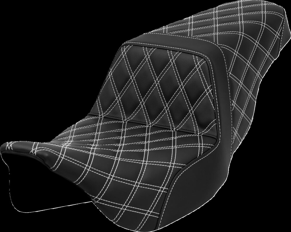 Saddlemen Step-Up Seat - Lattice Stitch - White Stitch Seat Step Up Ls