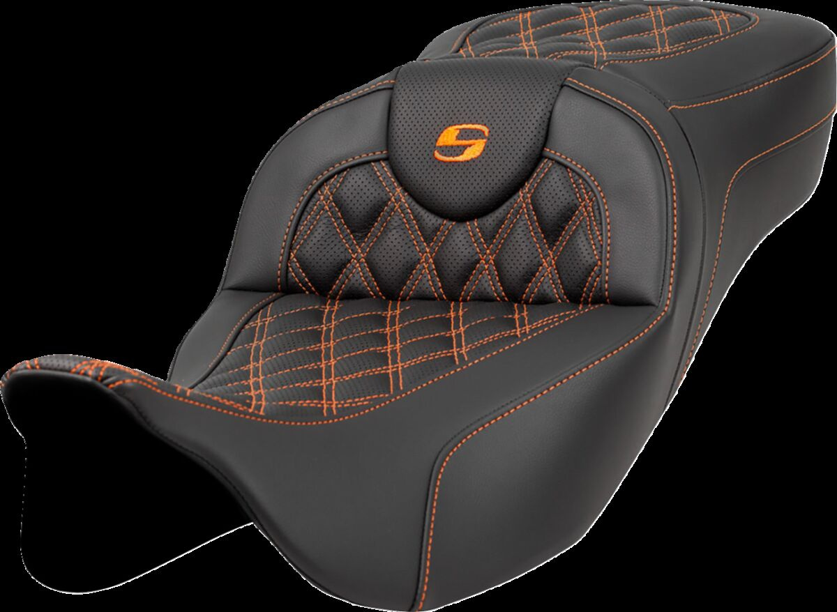 Saddlemen Roadsofa�?� Seat - Lattice Stitch - Orange Stitch - Extended