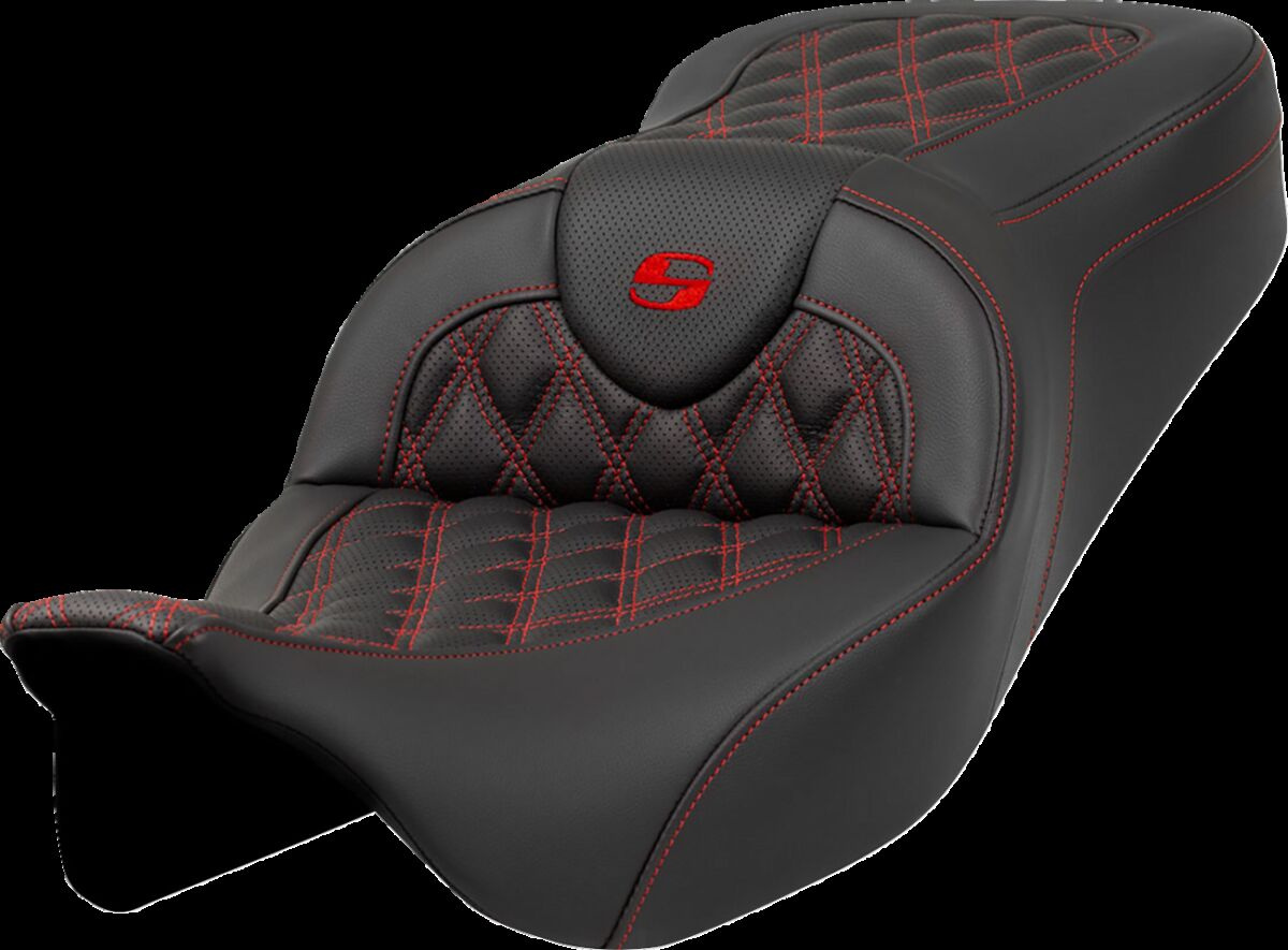 Saddlemen Roadsofa�?� Seat - Lattice Stitch - Red Stitch Seat Road Sof