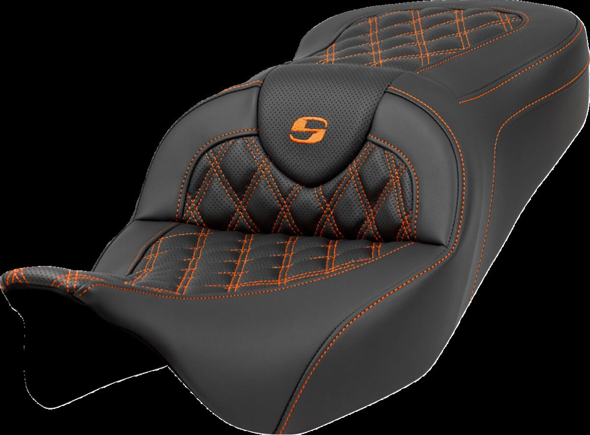 Saddlemen Roadsofa�?� Seat - Lattice Stitch - Orange Stitch Seat Roads