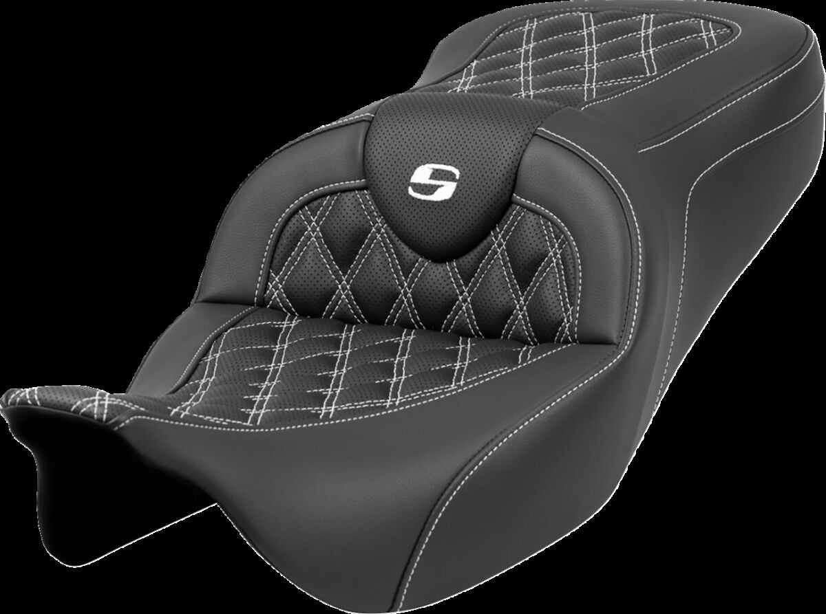 Saddlemen Roadsofa�?� Seat - Lattice Stitch - White Stitch Seat Roadso