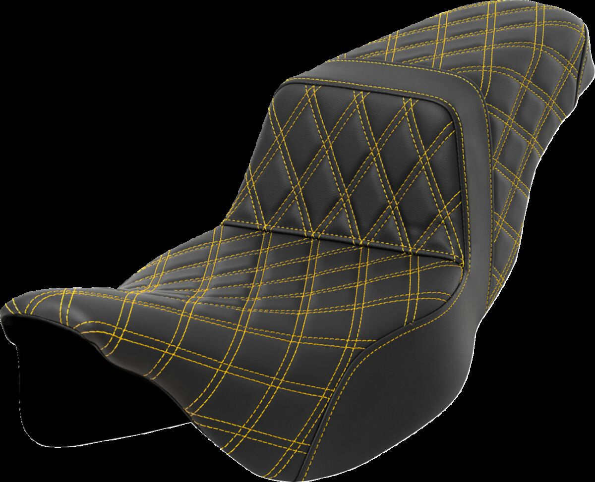Saddlemen Step-Up Seat - Lattice Stitch - Gold Stitch - Extended Reach
