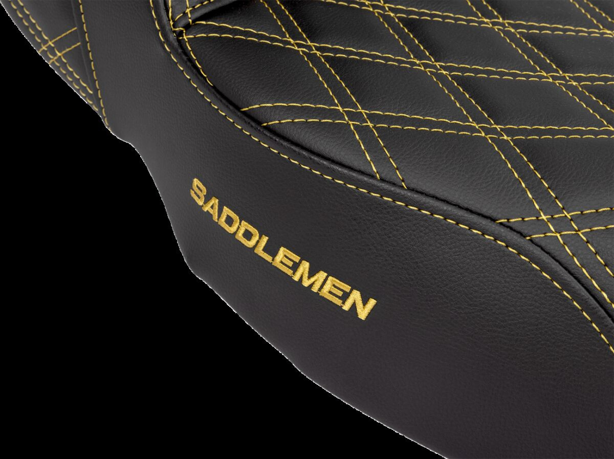 Saddlemen Step-Up Seat - Lattice Stitch - Gold Stitch - Extended Reach