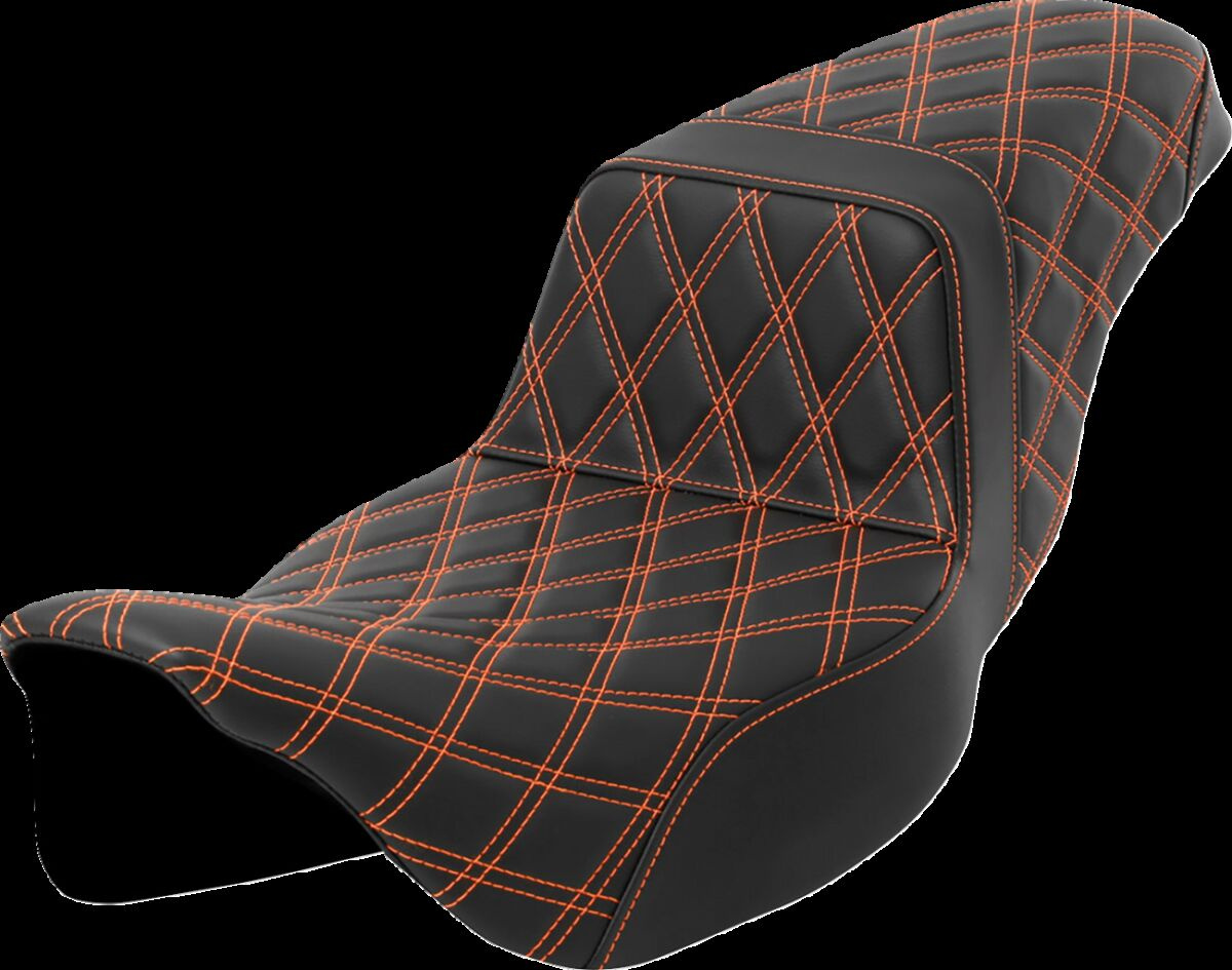 Saddlemen Step-Up Seat - Lattice Stitch - Orange Stitch - Extended Rea