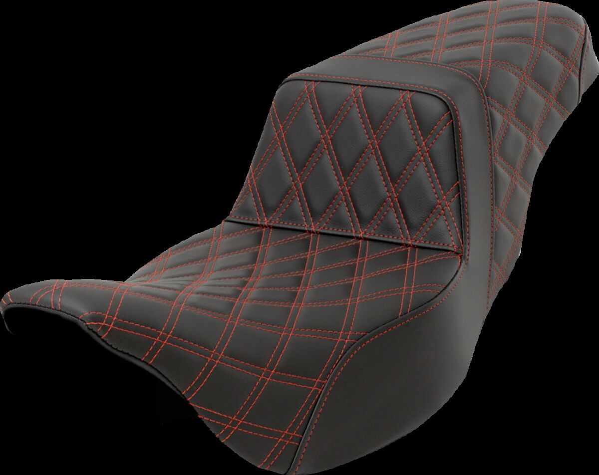 Saddlemen Step-Up Seat - Lattice Stitch - Red Stitch - Extended Reach