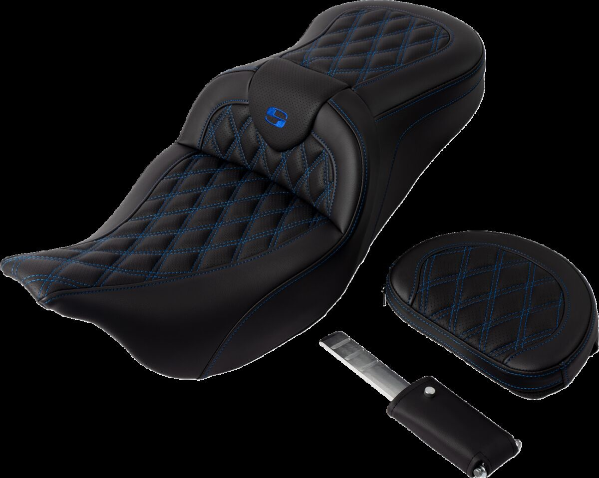 Saddlemen Seat Roadsofa Ls W/Br Blue Stitch Seat Road Sofa - Flt 08-Up