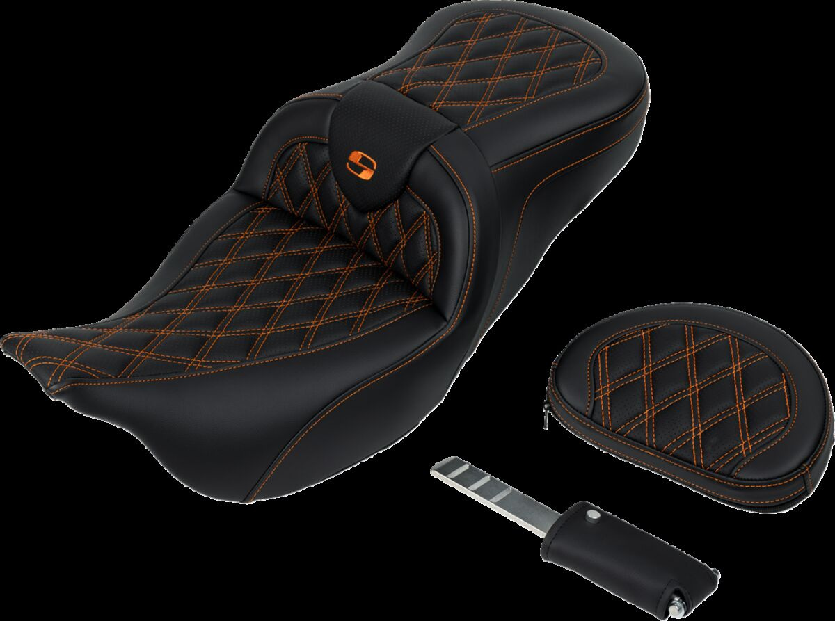 Saddlemen Seat Roadsofa Ls W/Br Orange Stitch Seat Roadsofa Ls W/Br Or