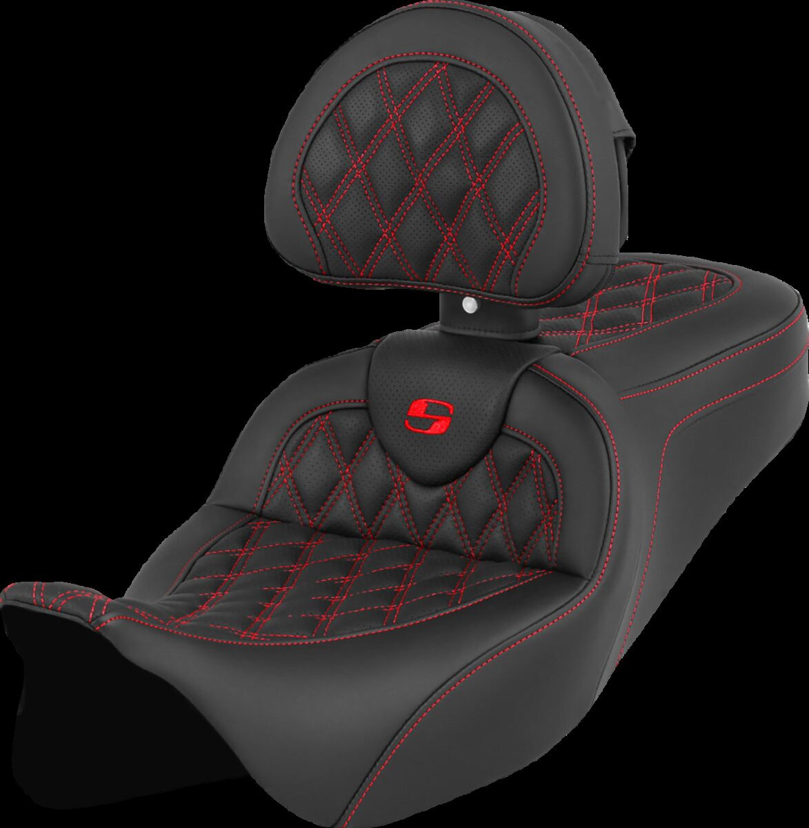 Saddlemen Seat Roadsofa Ls W/Br Red Stitch Seat Road Sofa - Flt 08-Up