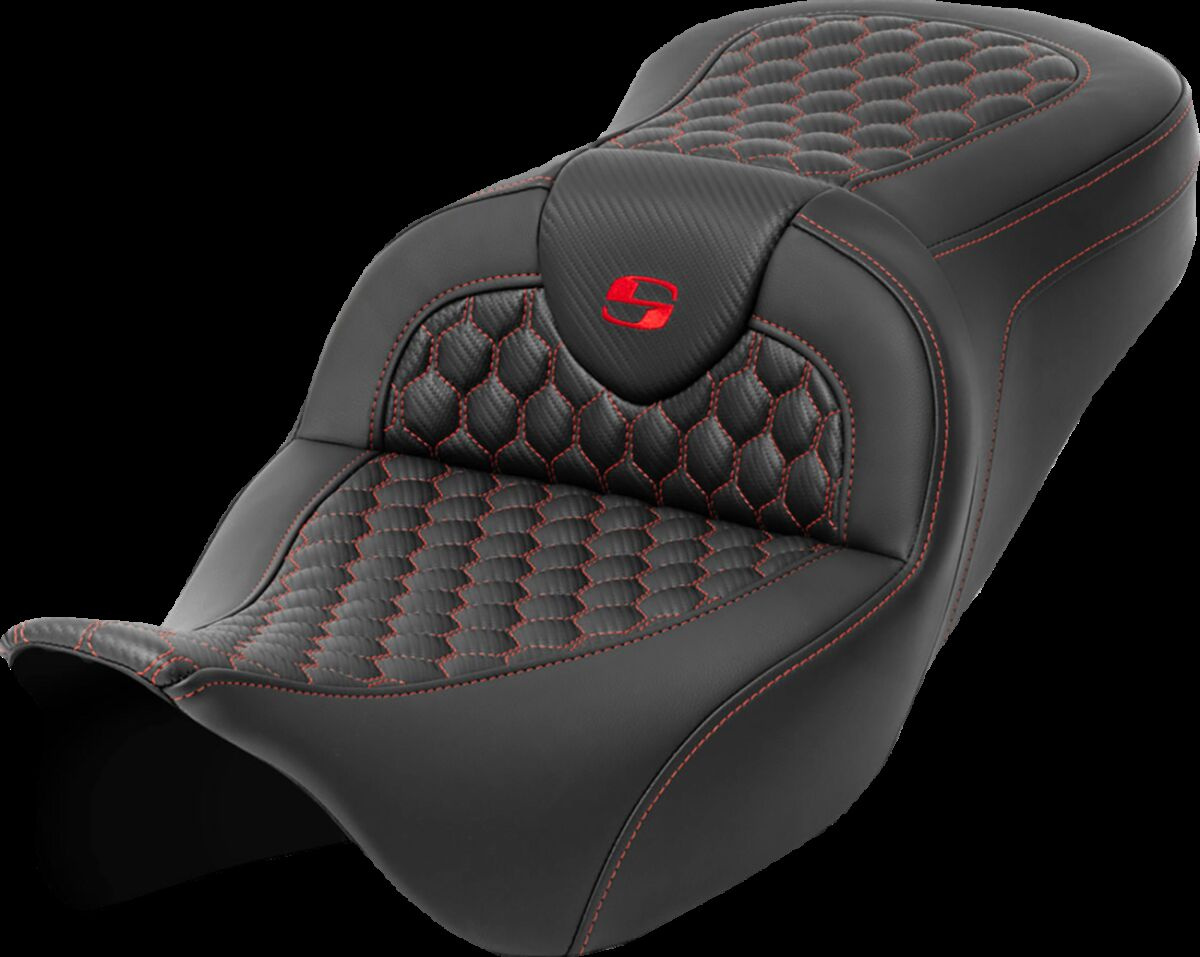 Saddlemen Roadsofa�?� Seat - Honeycomb - Red Stitch - Without Backrest