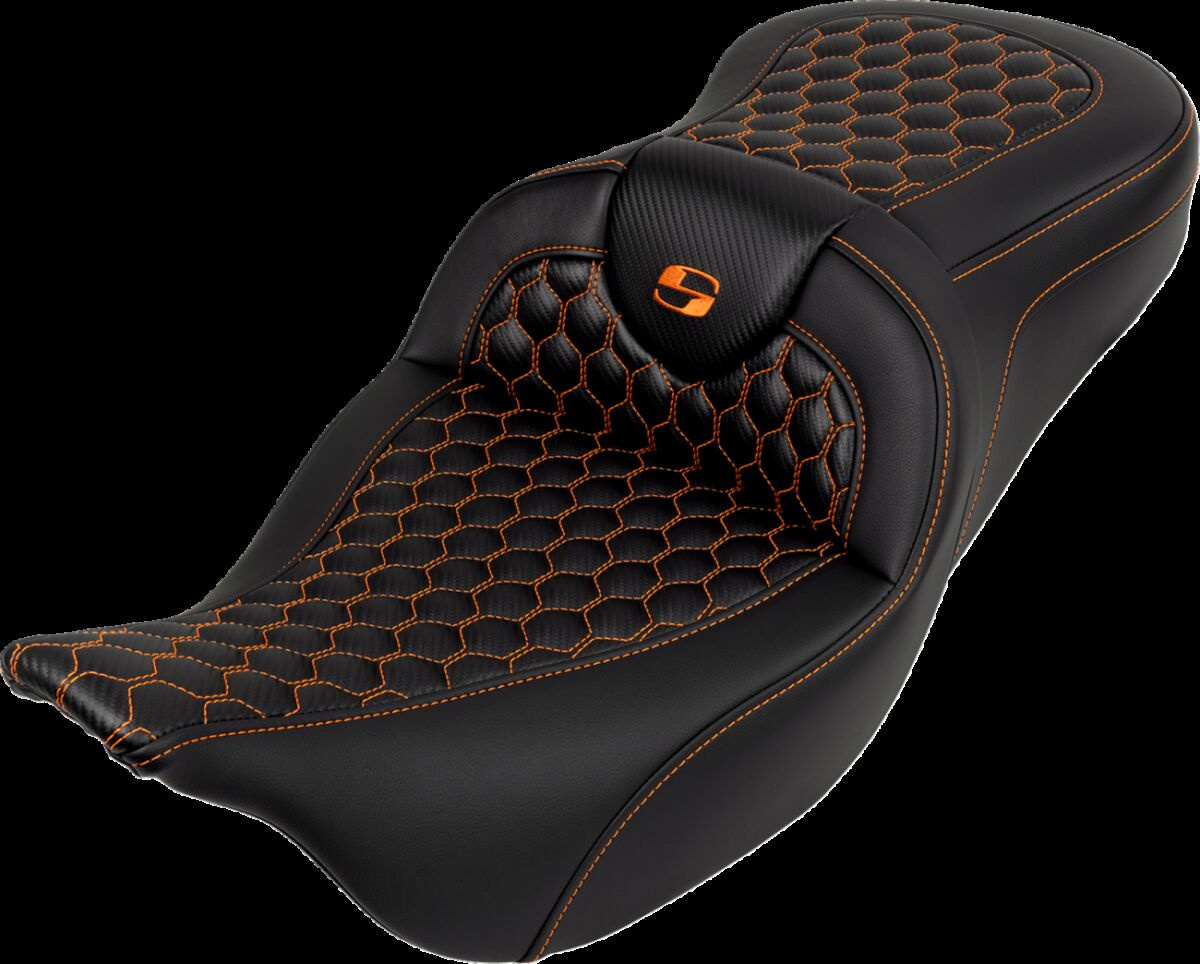 Saddlemen Roadsofa�?� Seat - Honeycomb - Orange Stitch - Without Backr