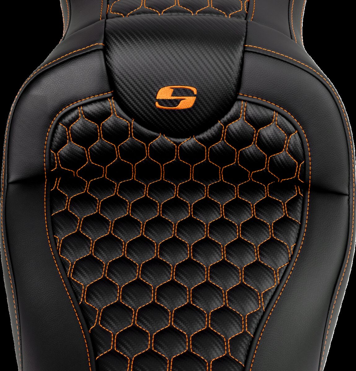 Saddlemen Roadsofa�?� Seat - Honeycomb - Orange Stitch - Without Backr