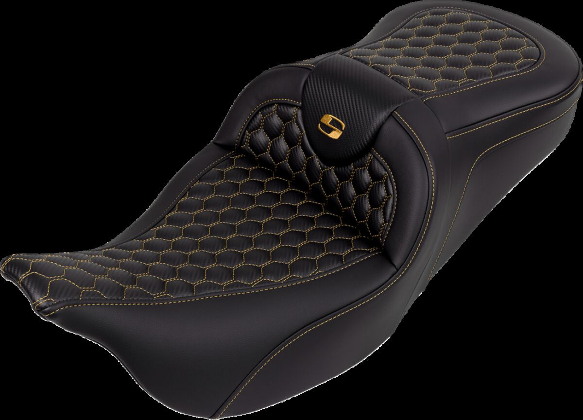 Saddlemen Roadsofa�?� Seat - Honeycomb - Gold Stitch - Without Backres