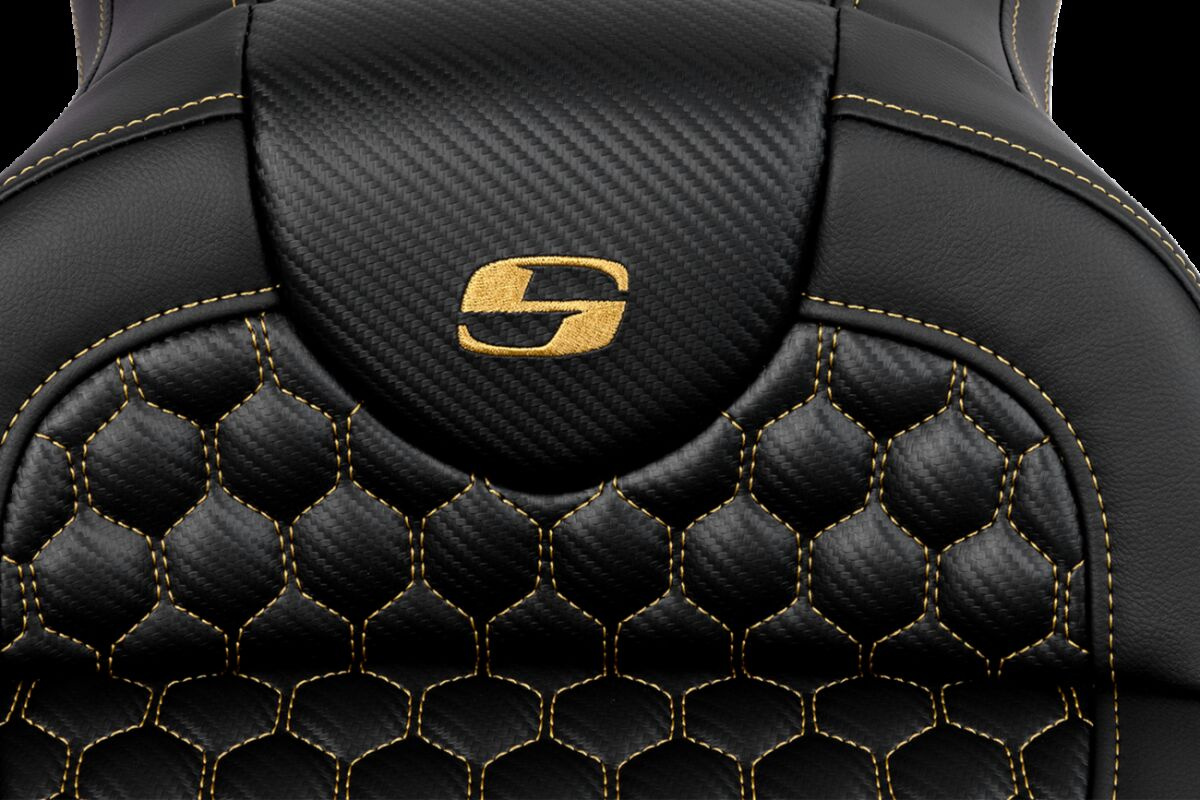 Saddlemen Roadsofa�?� Seat - Honeycomb - Gold Stitch - Without Backres