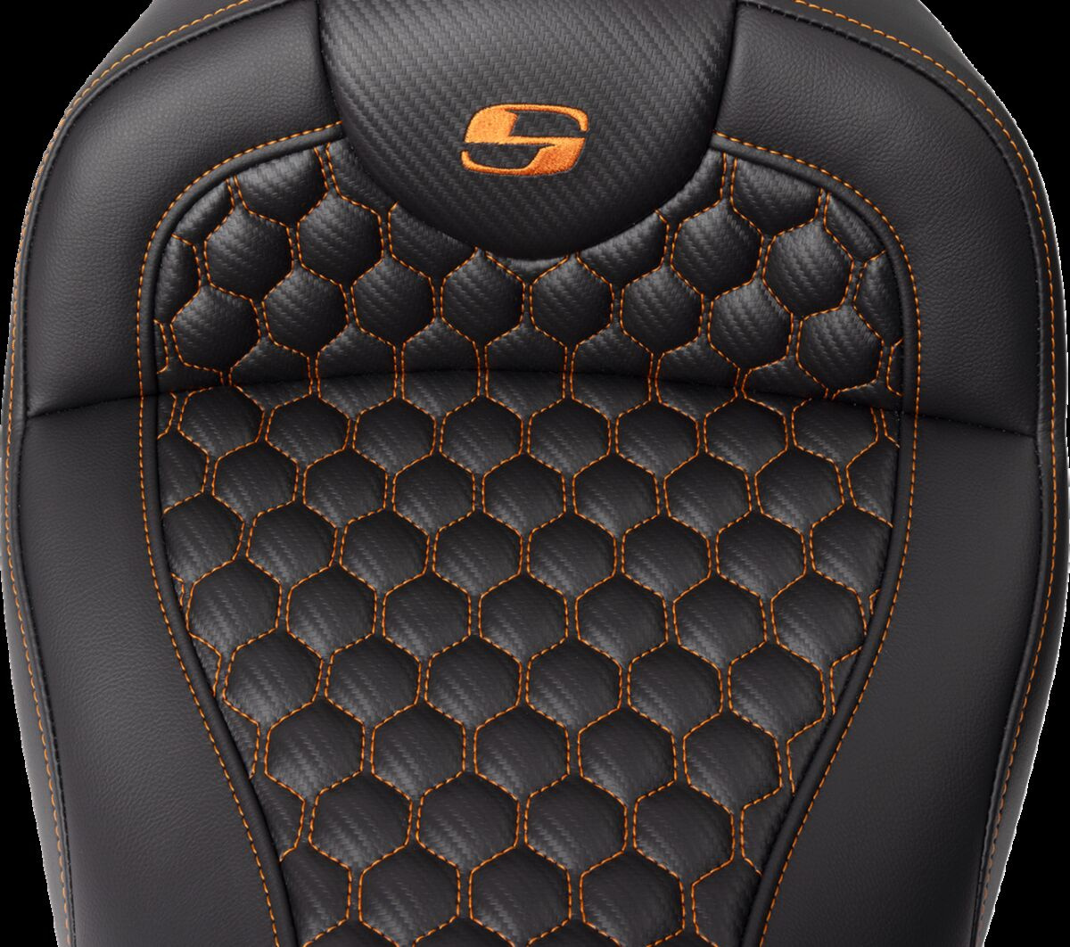 Saddlemen Roadsofa�?� Seat - Honeycomb - Orange Stitch - With Backrest