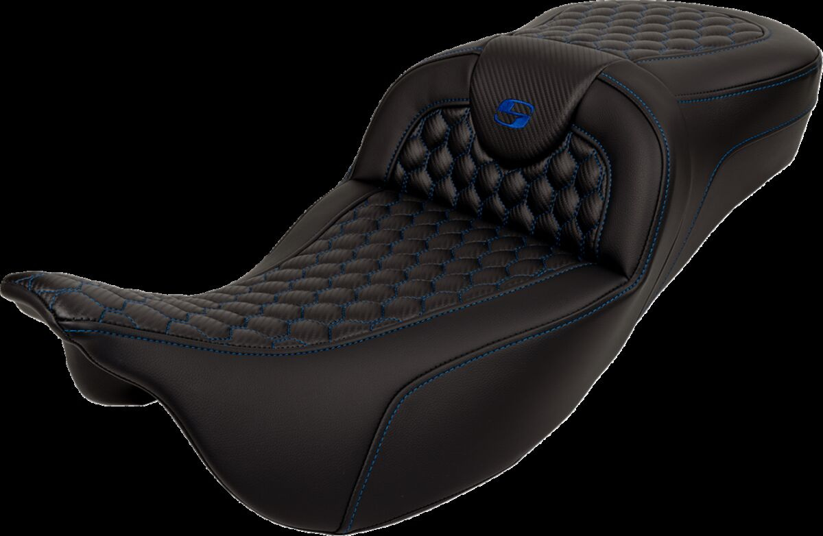 Saddlemen Roadsofa�?� Seat - Honeycomb - Blue Stitch - Without Backres