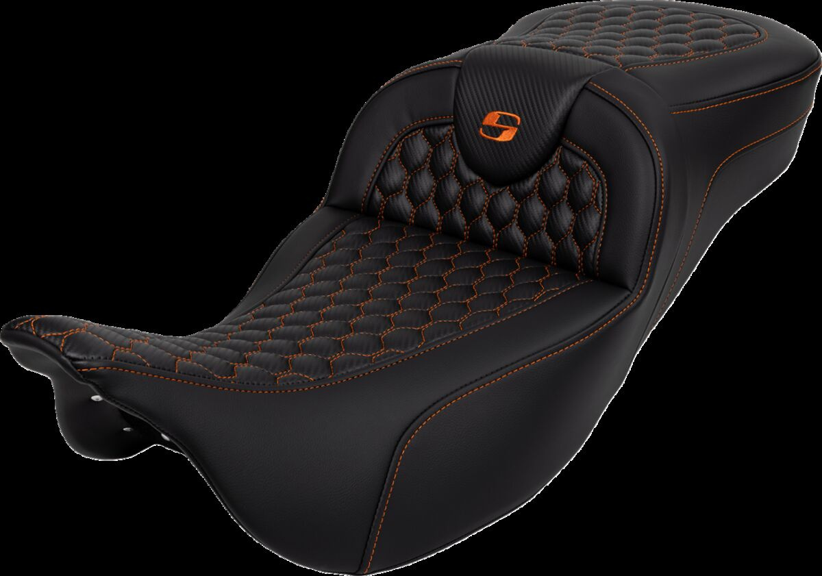 Saddlemen Roadsofa�?� Seat - Honeycomb - Orange Stitch - Without Backr