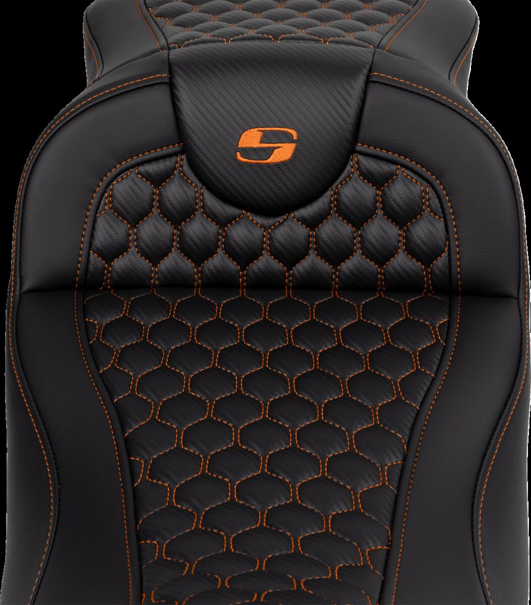 Saddlemen Roadsofa�?� Seat - Honeycomb - Orange Stitch - Without Backr