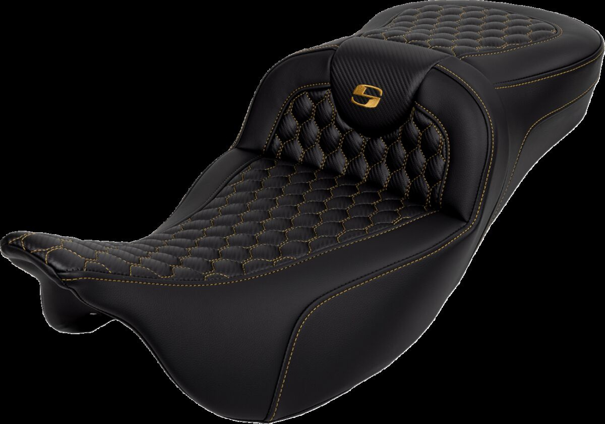Saddlemen Roadsofa�?� Seat - Honeycomb - Gold Stitch - Without Backres