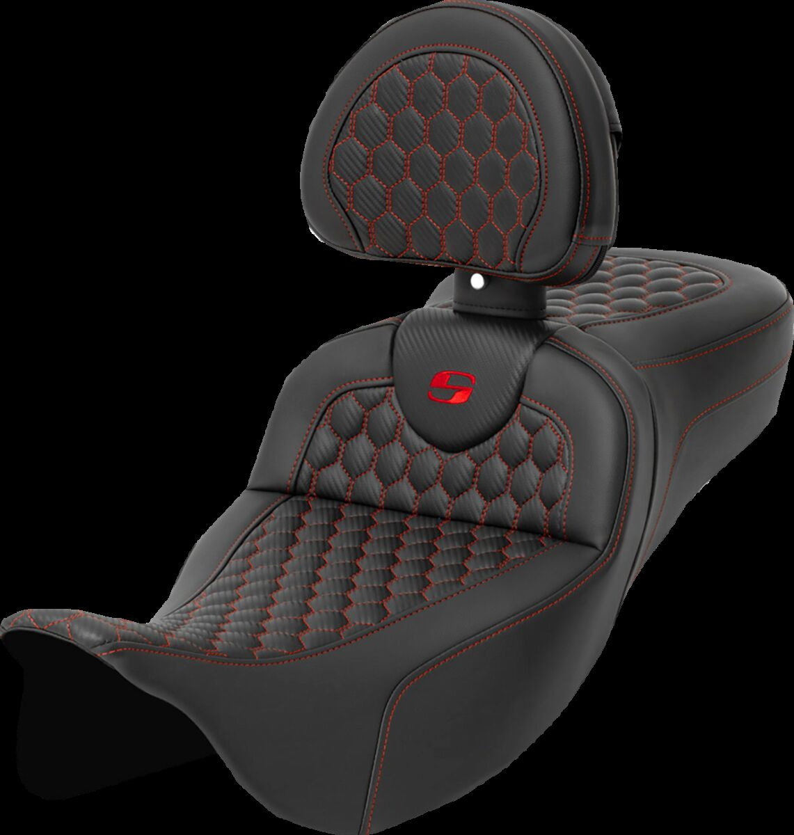 Saddlemen Roadsofa�?� Seat - Honeycomb - Red Stitch - With Backrest Se