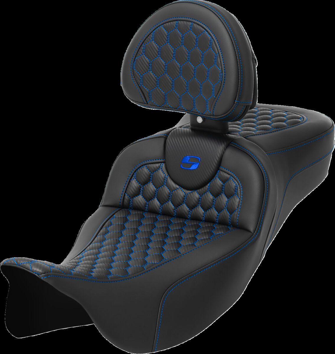 Saddlemen Roadsofa�?� Seat - Honeycomb - Blue Stitch - With Backrest S