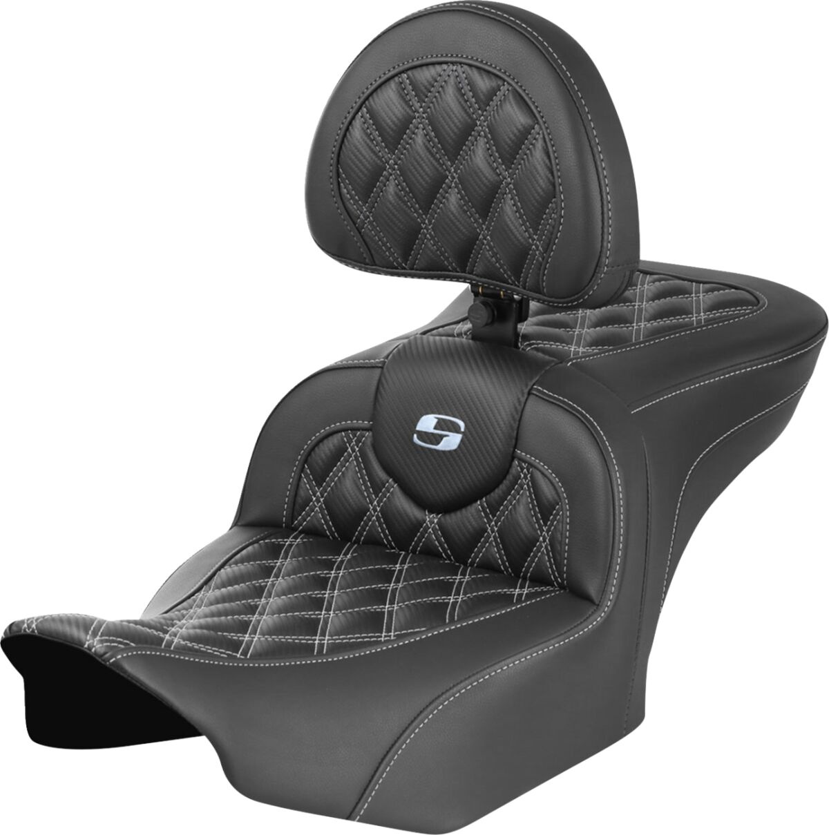 Saddlemen Roadsofa�?� Seat - With Backrest - Carbon Fiber - Silver Sti