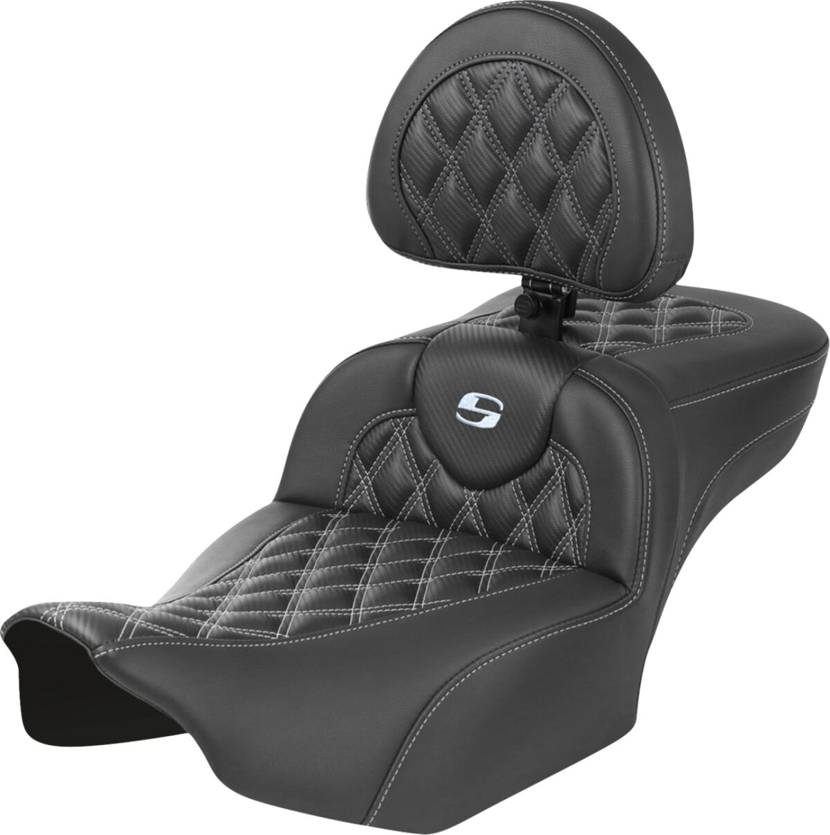 Saddlemen Roadsofa�?� Seat - With Backrest - Carbon Fiber - Silver Sti