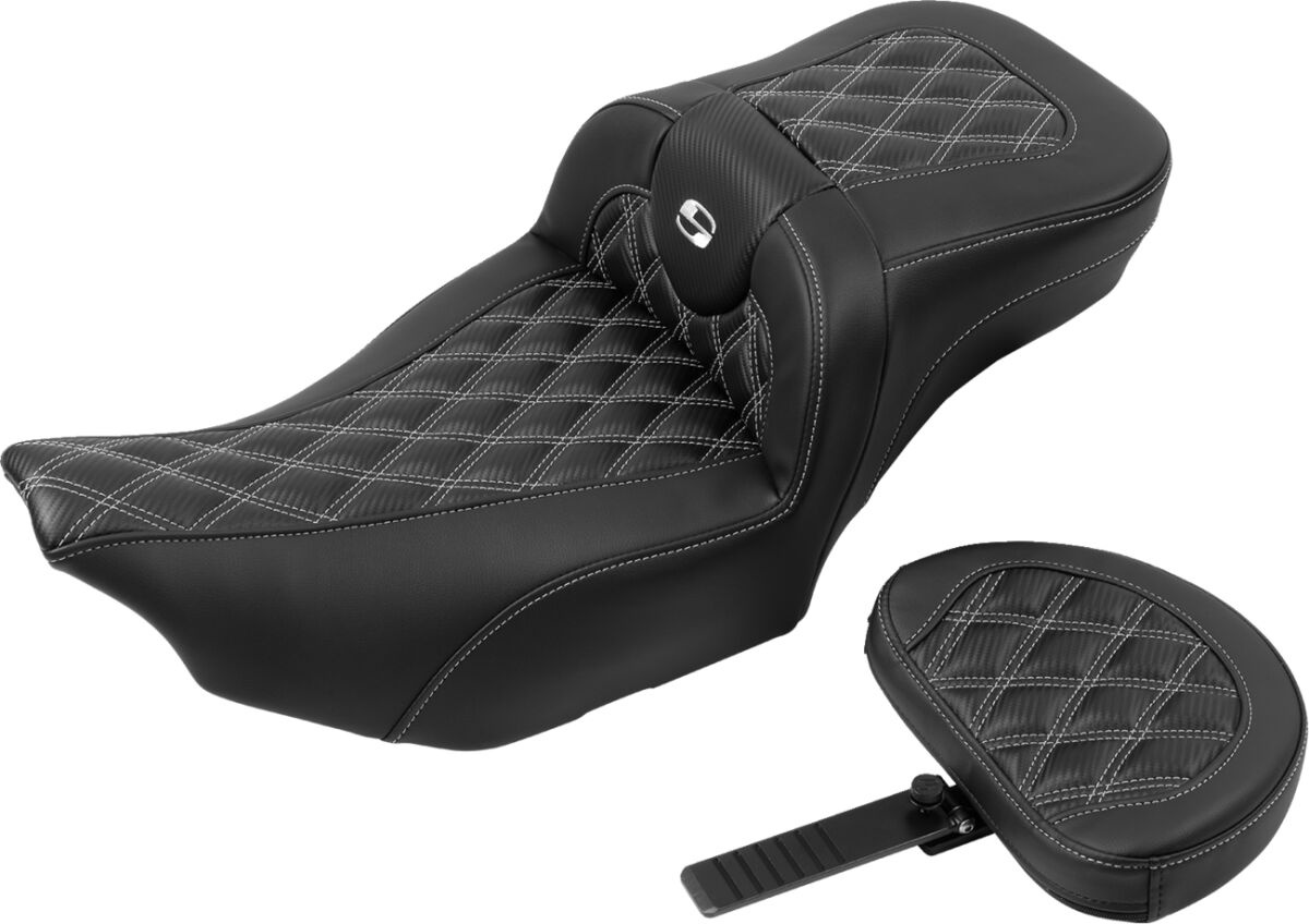 Saddlemen Roadsofa�?� Seat - With Backrest - Carbon Fiber - Silver Sti