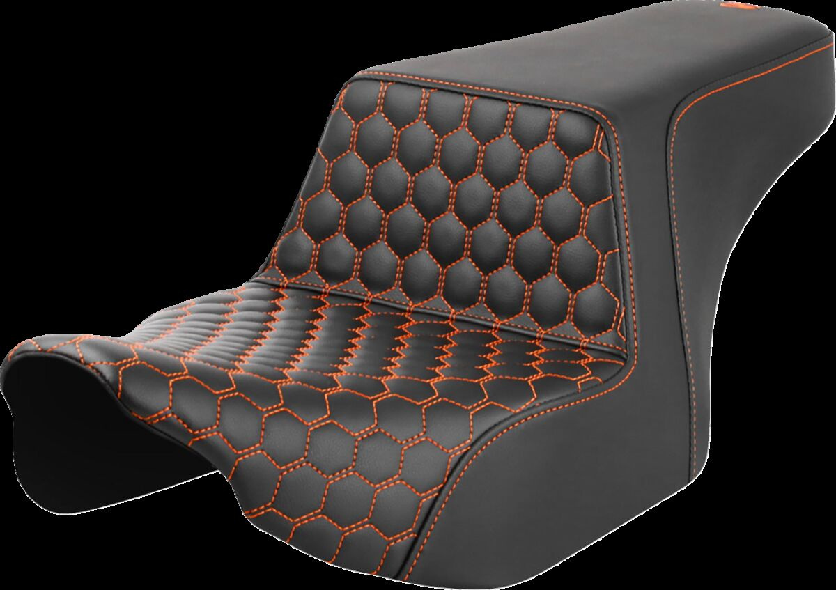 Saddlemen Step-Up Seat - Front Honeycomb - Orange Stitching Seat Step