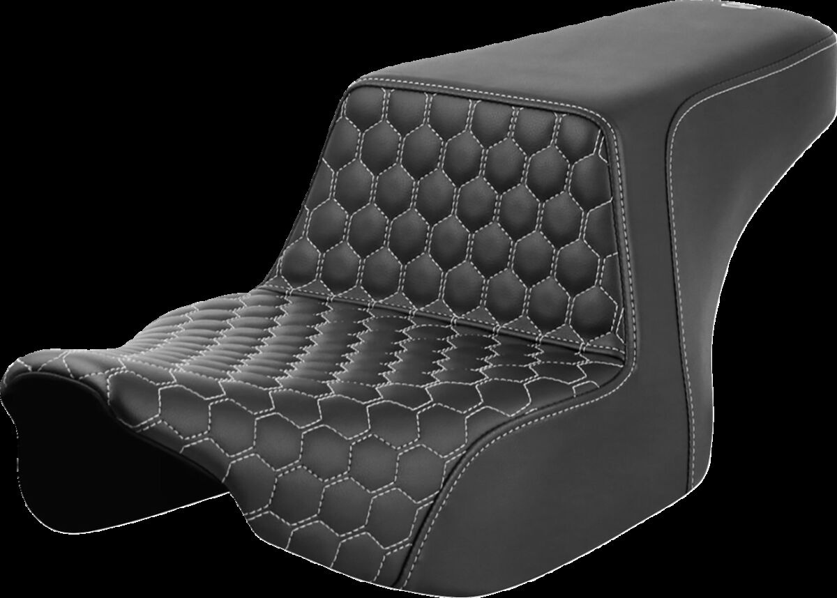 Saddlemen Step-Up Seat - Front Honeycomb - Silver Stitching Seat Step