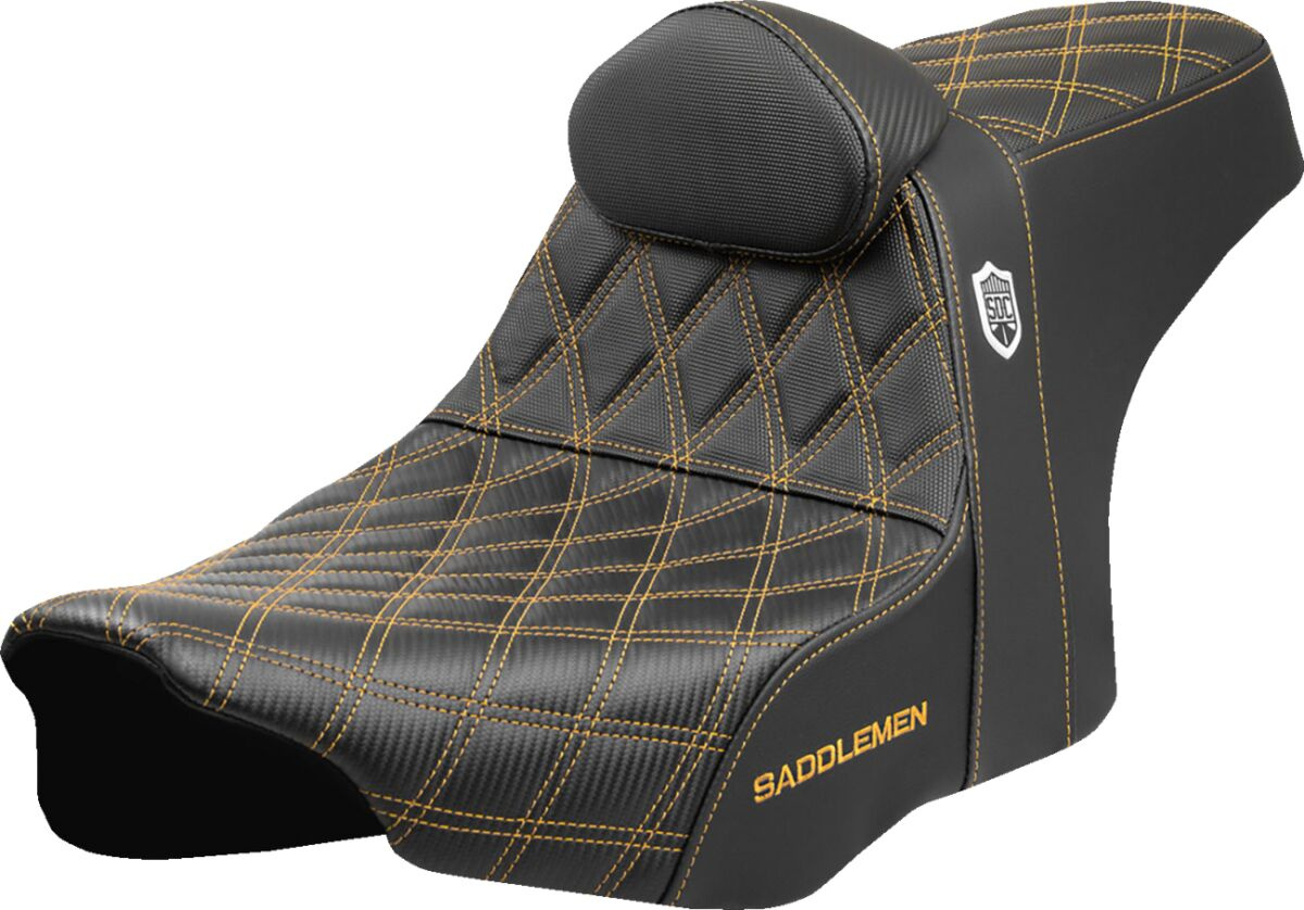 Saddlemen Seat Sdc Performance Grip W/ B/R Gold Stitch Seat Sdc Perfor