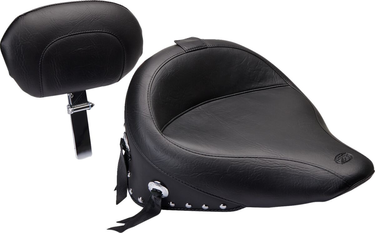 Mustang Seat Wide Touring Solo Studded With Conchos And Backrest Seat